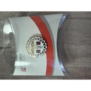 Prestige Medical RN Registered Nurse Pin Emblem Red Caduceus Scalloped Edge 3/4"